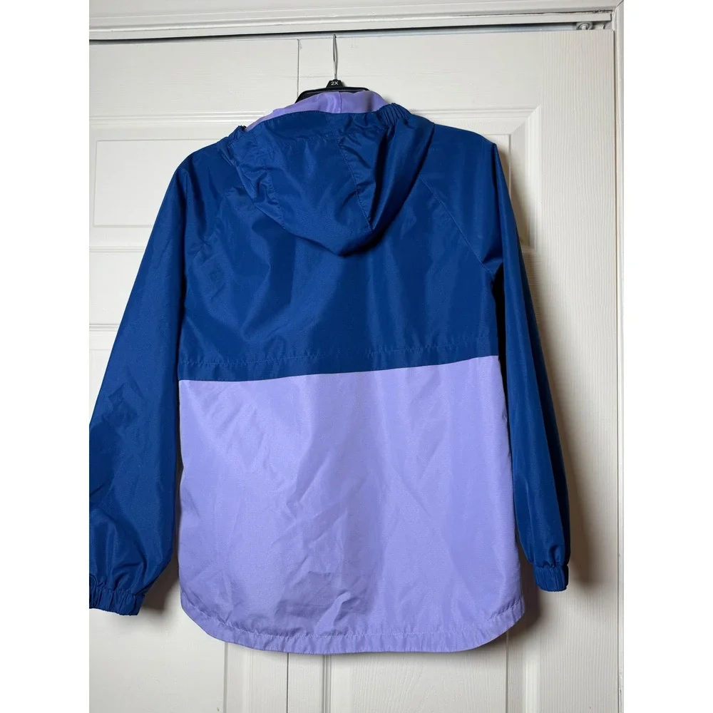 Eddie‎ Bauer Kids Blue Purple Colorblock Hooded Windbreaker Jacket L 14/16